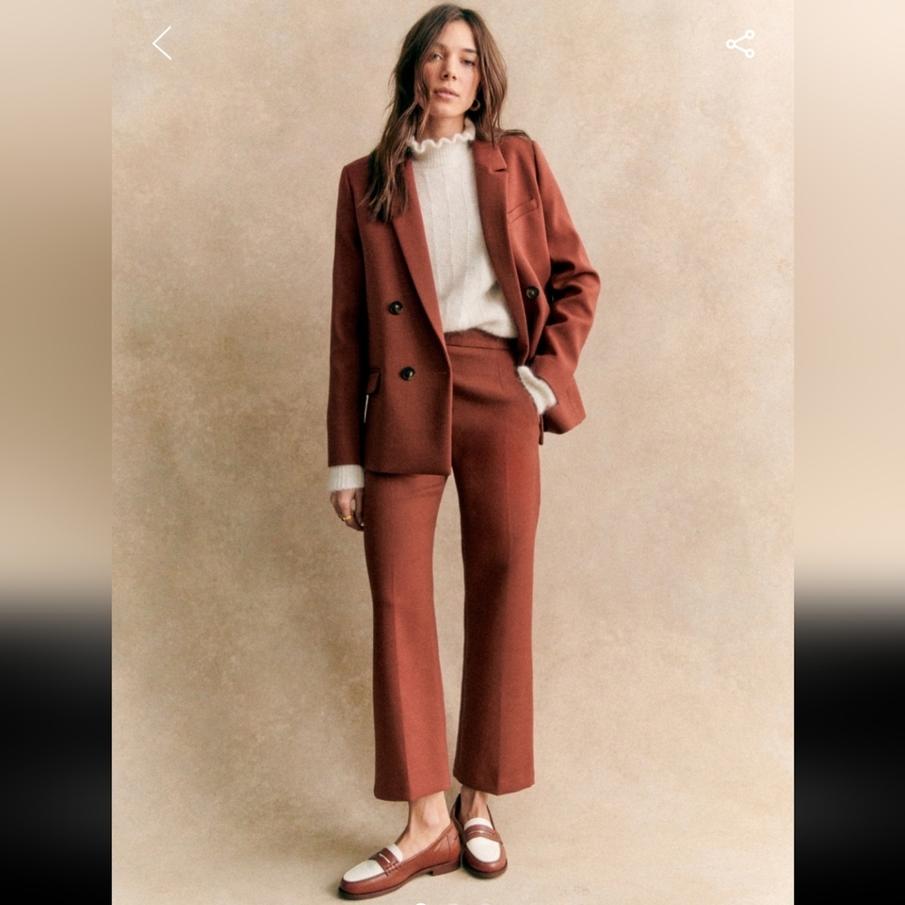 Sezane Christie Double‑Breasted Jacket in Brown